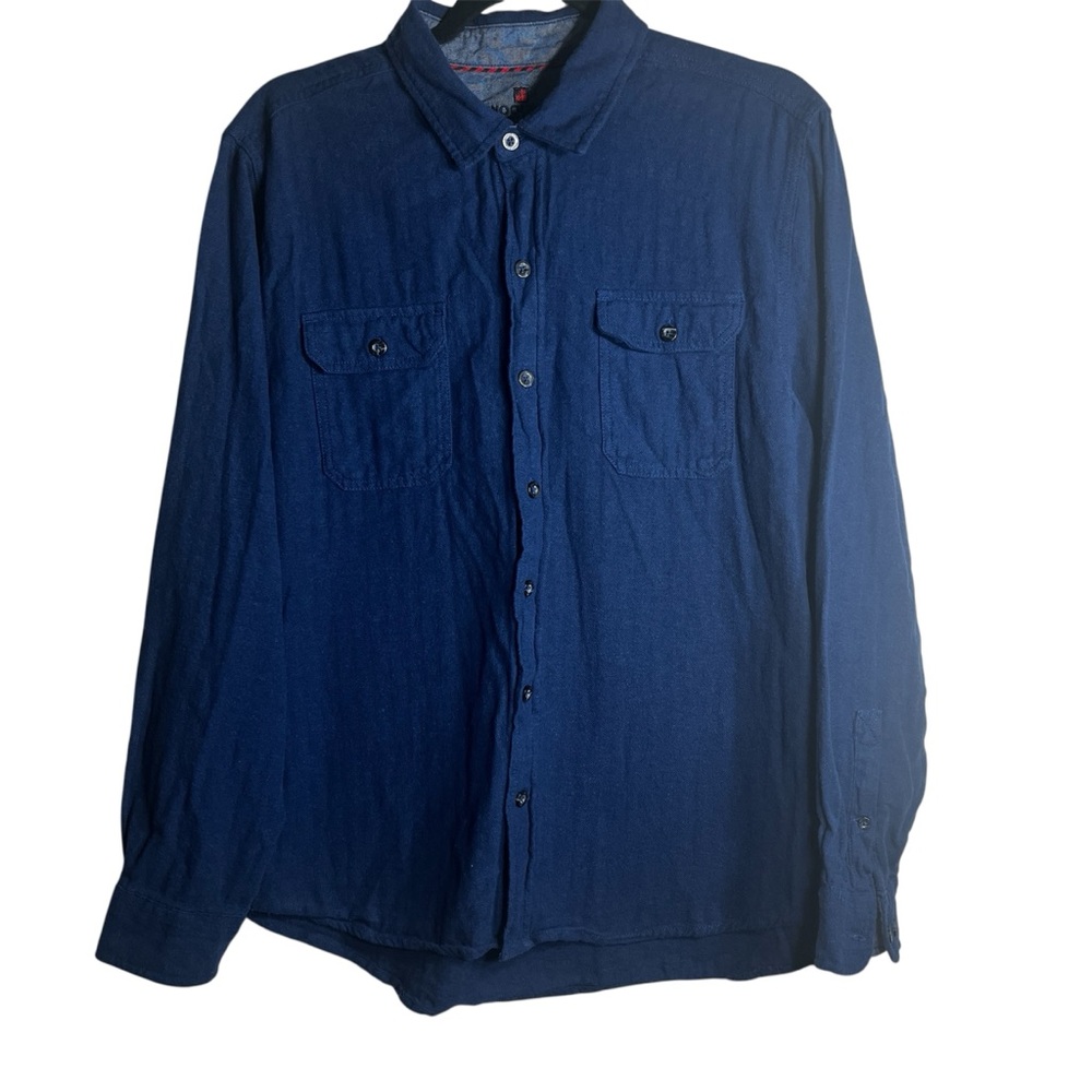 Woolrich Men's Navy Blue Long Sleeve Utility Button-Down Flannel Shirt SZ XL